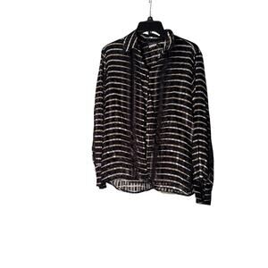 Southern Lady Black/White Sheere Long Sleeve Shirt Women's Size Large